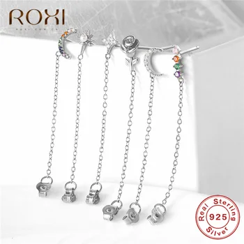 

ROXI 2019 Fashion Rainbow CZ Drop Dangle Earrings for Women Moon Star Boho Wedding Statement Jewelry 925 Sterling Silver Earring