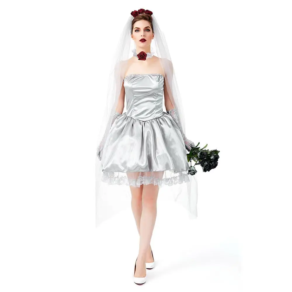 

Halloween Zombie Bride Dress Costume Horror Ghost Dead Corpse Vampire Bride Cosplay Costume for Masquerade Party For Women Girls