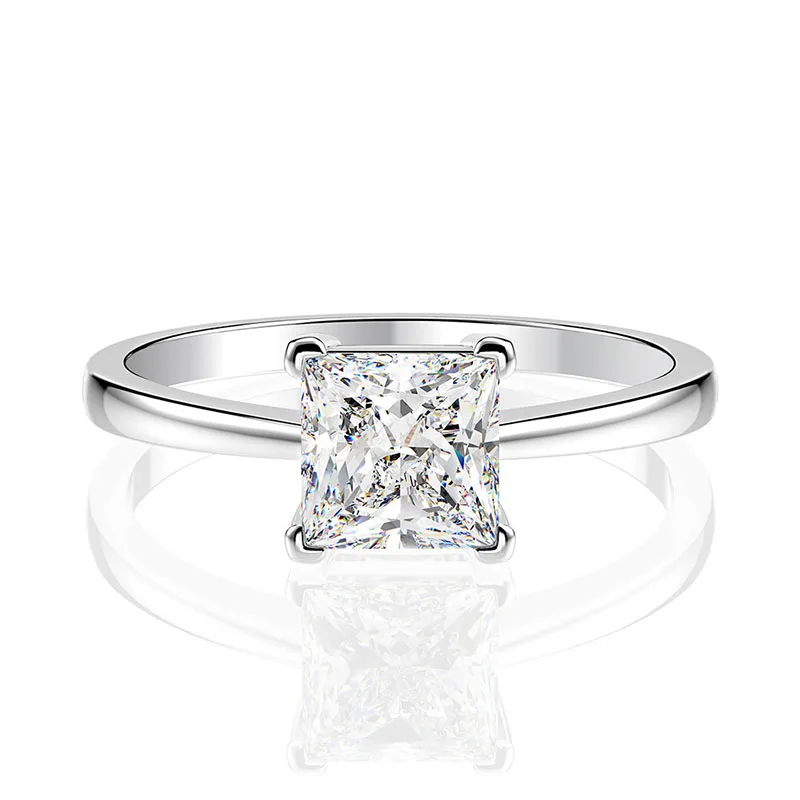 FUN-BEAUTY 2020 New Ladies Ring Simple Temperament Princess Style Square Four Claw Zircon | Украшения и аксессуары