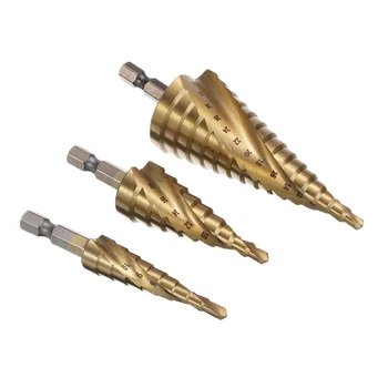 

4-12/4-20/4-32mm Hex Step Drill Bits HSS Spiral Step Cone Drill Bit 5/9/15 Step Titanium Coated Pagoda Drill For Hole Drilling