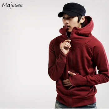 

Jackets Men Hooded Zipper Solid Simple All-match Korean Style Leisure Trendy Soft High Quality Jacket Mens Loose Pockets Coats