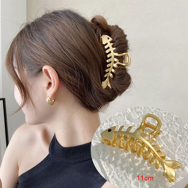AWAYTR Rhinestone Metal Hair Claw Crab Clip For Women Girls Shiny Barrette Hairpin Crystal Pearl Hair Accessories Jewelry Gift CD1223a 11cm