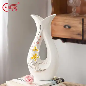 

Tall Porcelain Flower Vase Planter Handmade White Ceramic Vase For Flowers Modern Home Decor Large Vase Filler For Wedding Party