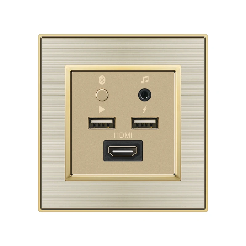 

Hotel wall type 86 concealed panel bluetooth with 3.5 audio interface with two-bit USB interface with HDMI socket