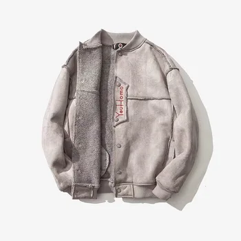 

2019 Autumn And Winter Models New European And American Style Loose Trend Solid Color Casual Thick Plush Jacket Streetwear