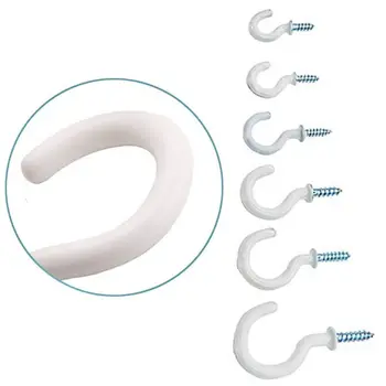 

70 Pcs Stainless Steel Question Mark Hooks Vinyl Coated Cup Hooks Round End 72XD