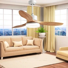 220 В потолочные вентиляторы пульт дистанционного управления Затемнением деревянных листьев освещения ресторана спальни освещение дома декоративные 48 дюймов бесшумный вентилятор лампа