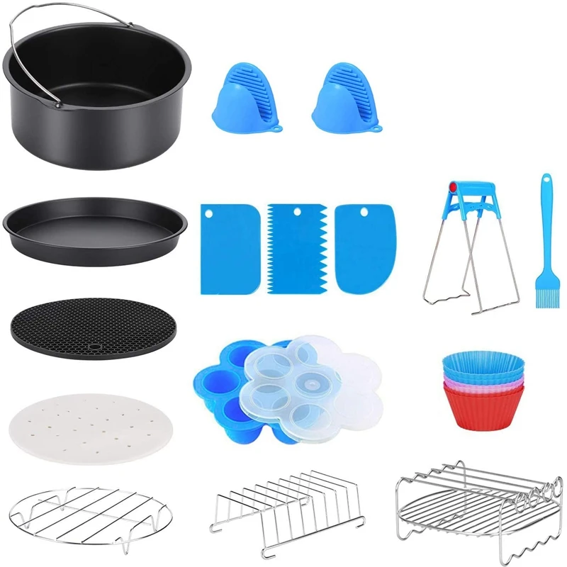 

-Air Fryer Accessories 7 Inch Set Basket Grill Suitable for 7In13 Piece Set 3.2Qt-5.8Qt-Up