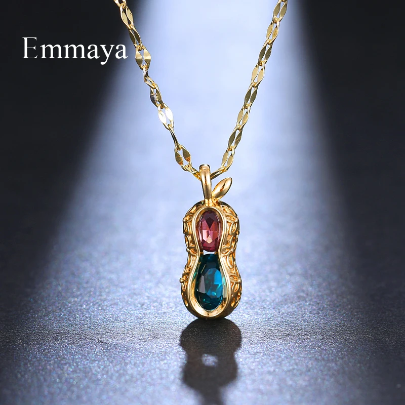Emmaya-collar con apariencia de cacahuete para mujer, Circonia cúbica, Zirconia, circonita, zirconita, colores variados, decoración para fiesta
