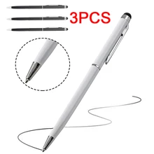 3 шт. 2 в 1 из нержавеющей стали емкостный сенсорный экран Стилус Шариковая ручка для iphone samsung Xiaomi Huawei; Lenovo Tablet Phone
