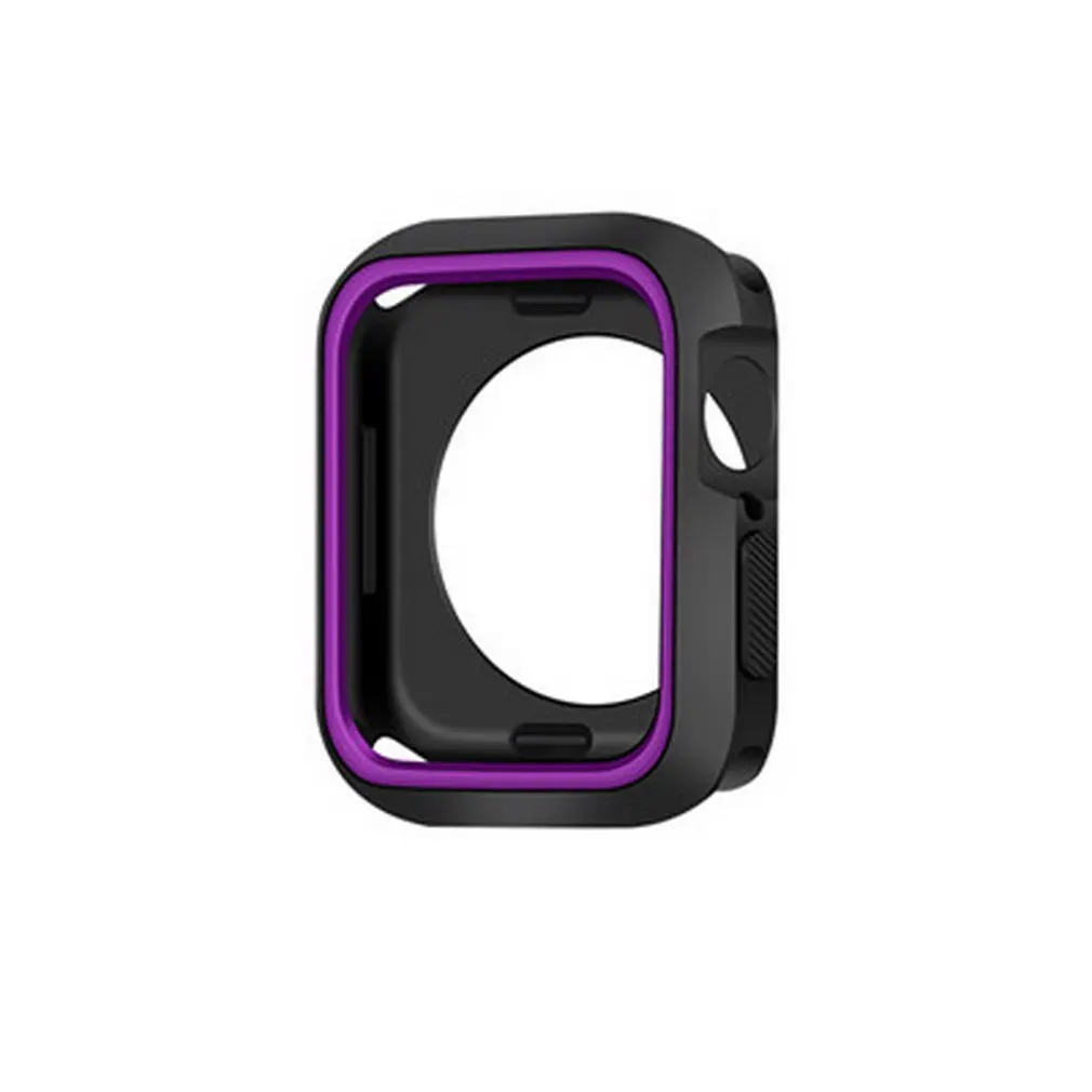 black purple Двухцветная силикагелевая оболочка для Apple, часы четвёртого поколения, мягкий ремешок для часов, замена 40 мм, 44 мм - Цвет: black purple
