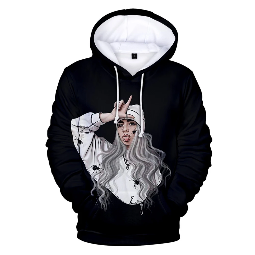 Billie Eilish/Новинка; толстовка с 3D рисунком для мужчин и женщин; Модный пуловер; Детский Повседневный синий свитер с 3D принтом для мальчиков и девочек