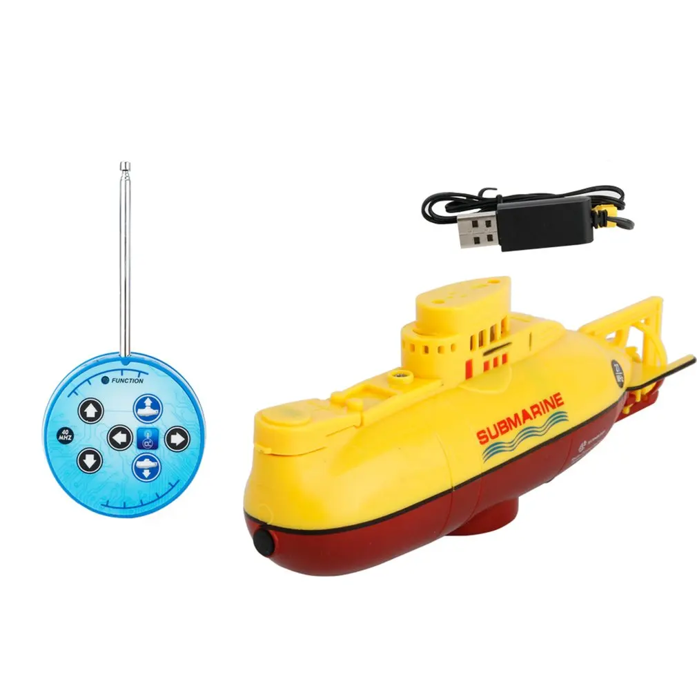 Мини подводная лодка RC готов к запуску Модель Катера с высокой мощностью 3,7 в большая модель подводная лодка на радиоуправлении Наружная игрушка с пультом дистанционного управления - Цвет: Цвет: желтый