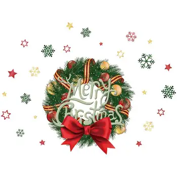 

Christmas wreath Wall Stickers Window Glass Festival Decals Santa Murals New Year Christmas Decorations for Home decor