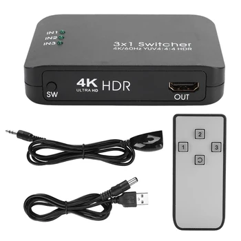 

3x1 4K HDMI 2.0 Switcher HD IR Remote Control Splitter Adapter with LED Indicator for home appliance teaching institutions etc