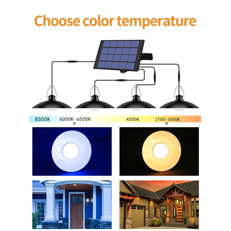 Motion Sensor LED Solar Light Outdoor Indoor Solar Powered Pendant Lamps IP65 Waterproof Dual Head Lamps for Garden solar bulb