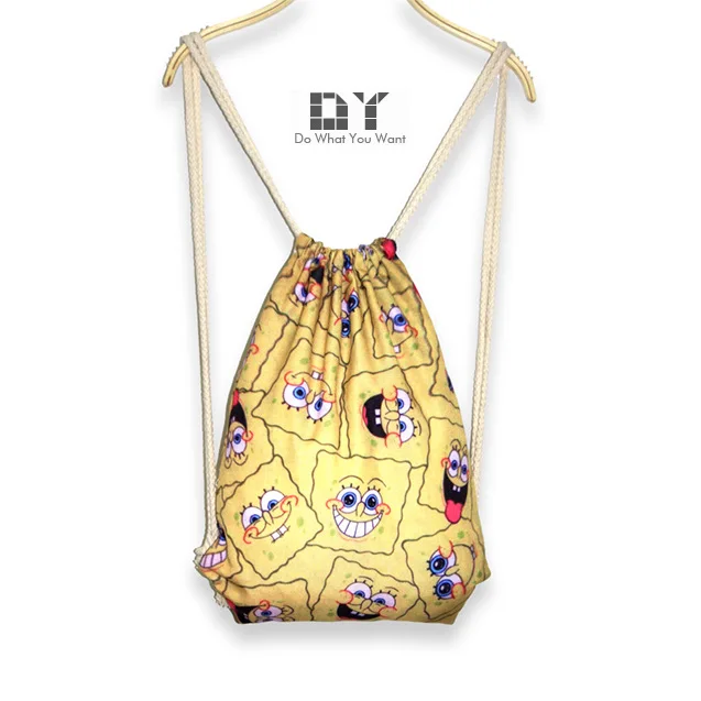 

621 Shoulder Drawstring Bag SpongeBob Cartoon Cool Digital Printing Drawstring Backpack Customizable Logo
