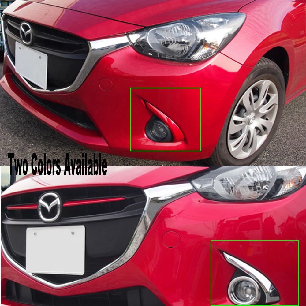 For Mazda2 Demio DJ DL 2015-2018 Chrome Front Fog Light Lamp Ring Cover Trim 