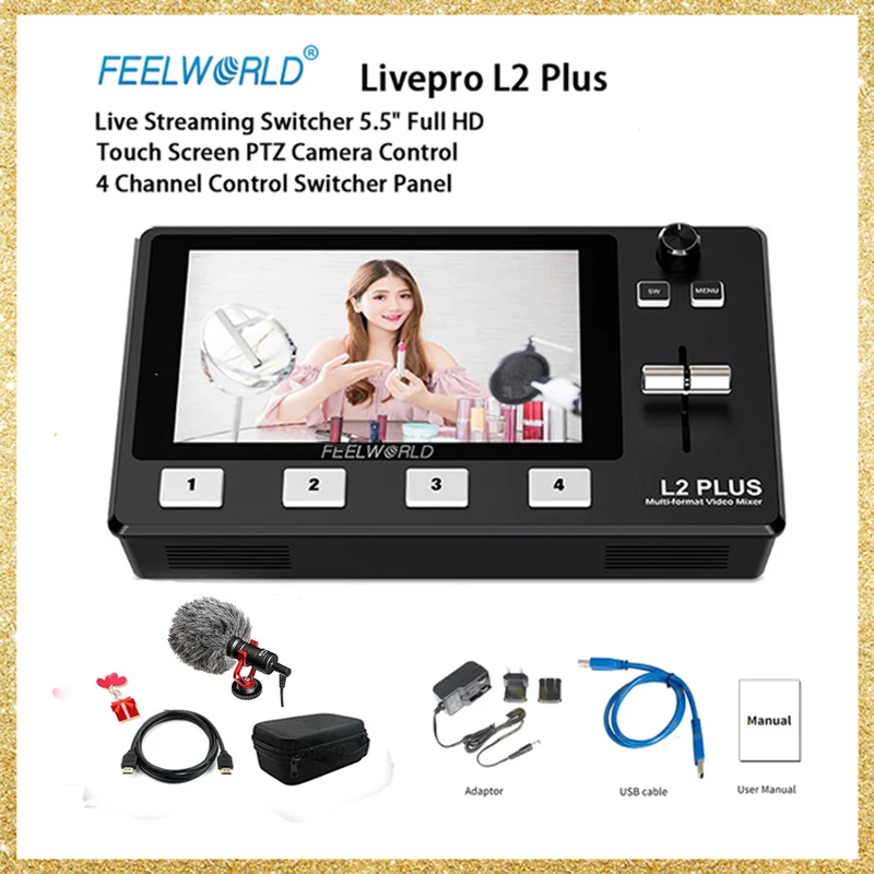 Мультиформат видеомикшер Feelworld livepro L2 Plus коммутатор 5 дюйма сенсорный монитор USB3.0