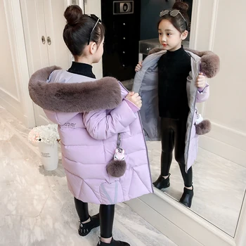 

Girls Winter Jacket Warm Coat Clothing Thick Parkas Children's Winter Jackets Kids Big Fur Hood Outerwear For 4-14years