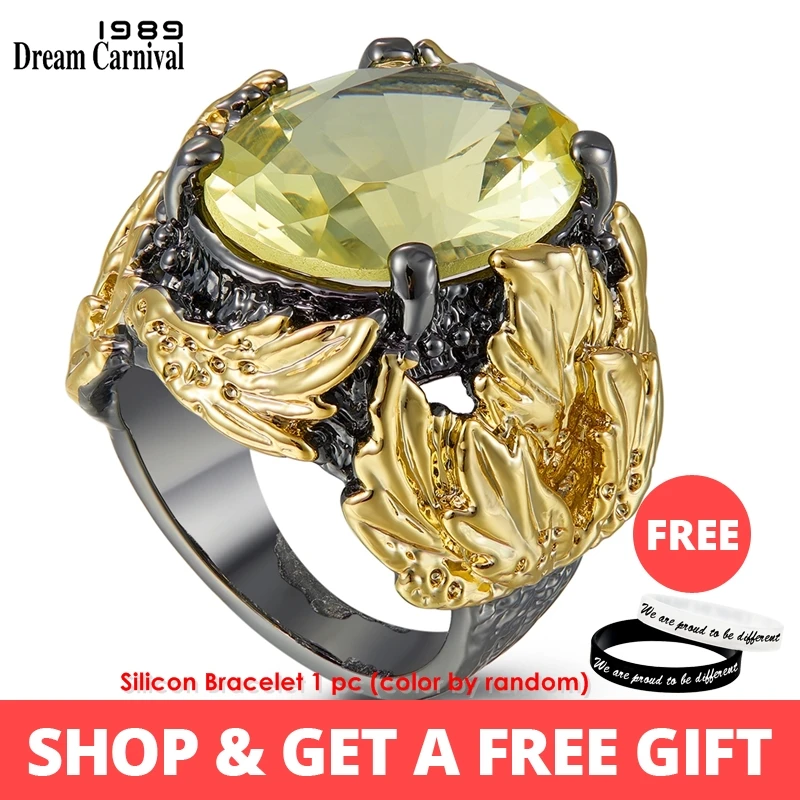 Skup Dreamcarnival 1989 duże potężne Chunky pierścienie dla kobiet ślub zaręczyny Radiant Cut cyrkon złoty czarny gorący wybrany WA11750