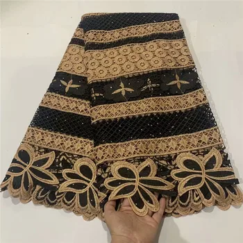 

Embroidery Net water soluble lace fabric flowers with stones 5Yards high quality guipure cord african lace fabric latest d66-436