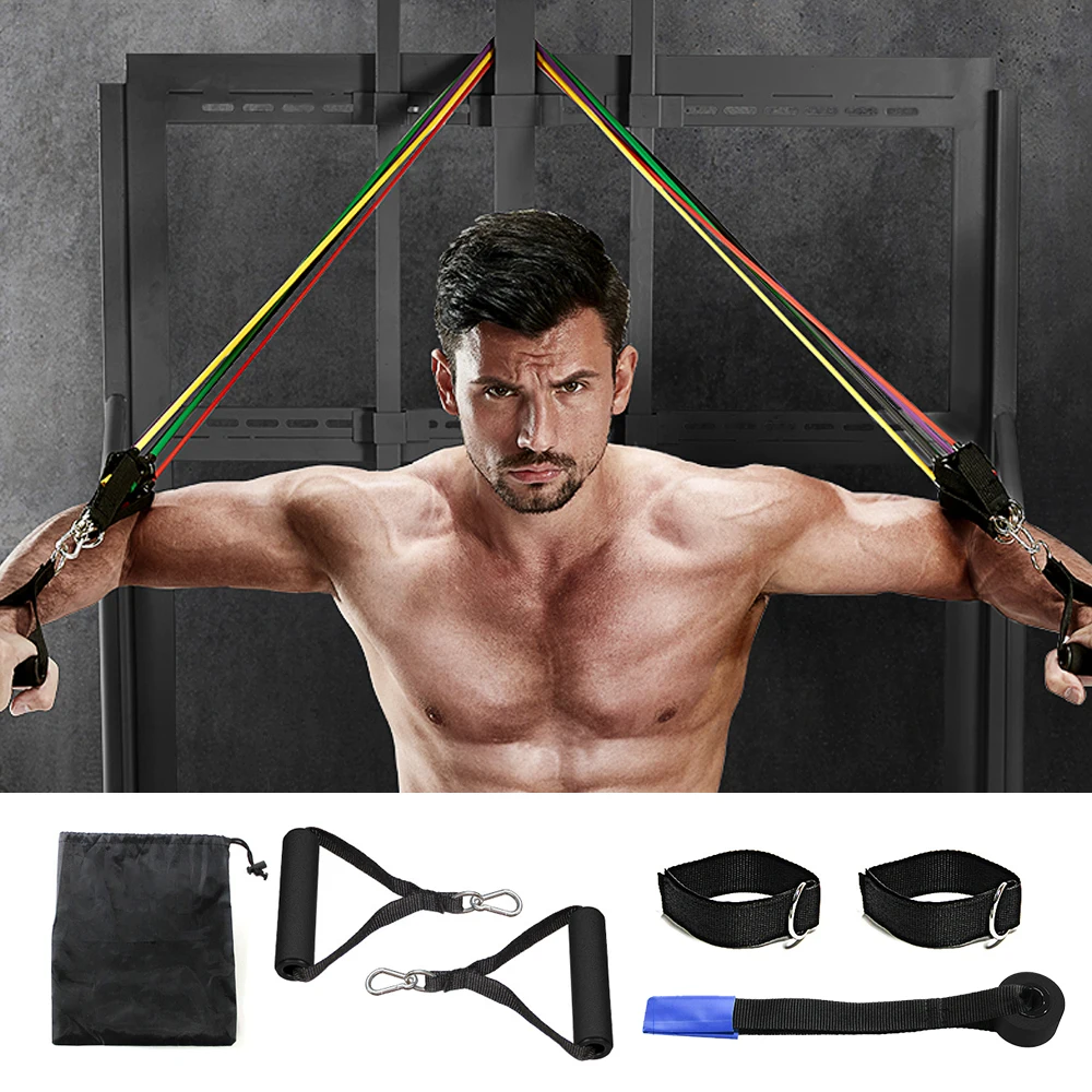 

Resistance Bands Set Exercise Bands with Door Anchor Legs Ankle Straps for Resistance Training Physical Therapy Home Workouts