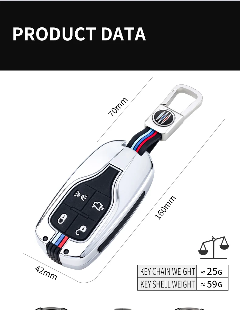 Portachiavi per auto in lega di zinco per Maserati Ghibli Levante Quattroporte Smart Remote Control Fob Cover portachiavi Keys Protector Bag - H55a5bb99b2004eba95bfde4c2cfb6800d
