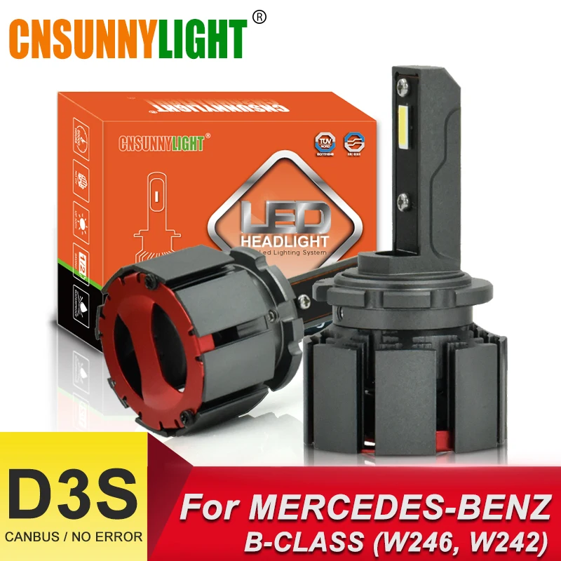 Тип СВЕТОДИОДА направленного света CNSUNNYLIGHT-автомобильные лампы для передних фар Светодиодный D1S D3S безошибочное действие 10000Lm 70 Вт/пара для Mercedes Benz B-CLASS W245 W246 W242 светильники 6000K