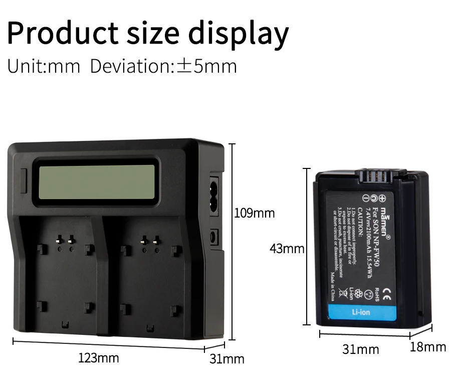 NP-FW50 NP FW50 NPFW50 цифровой батарейный блок 2100 мА/ч+, ЖК-дисплей USB Dual Зарядное устройство для sony NEX-3 a7R Alpha a6500 a6300 a6000 a5000 a3000