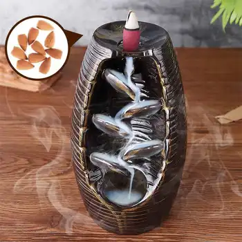 

Mountain River Handicraft Incense Holder Ceramic Backflow Waterfall Smoke Incense Burner Mother's Gift Home Decor Incense Holder