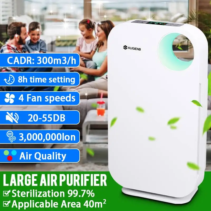 AUGIENB очиститель воздуха с HEPA фильтром аллергический очиститель воздуха отрицательных ионов для PM2.5 пыльца пыли дыма питомца Dander