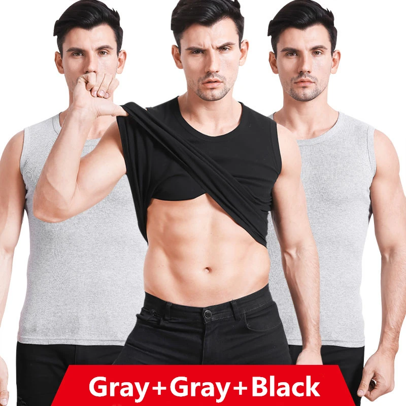 3Pcs/Lot Broad Shoulder Men Cotton Tank Tops Underwear Undershirt Transparent Shirts Male Body Shaper Fitness Vest Singlets