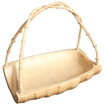 

AFBC Fruit Plate Bamboo Root Handle Creative Bamboo Root Boat Fruit Basket Compression Bending Fruit and Vegetable Basket Snack