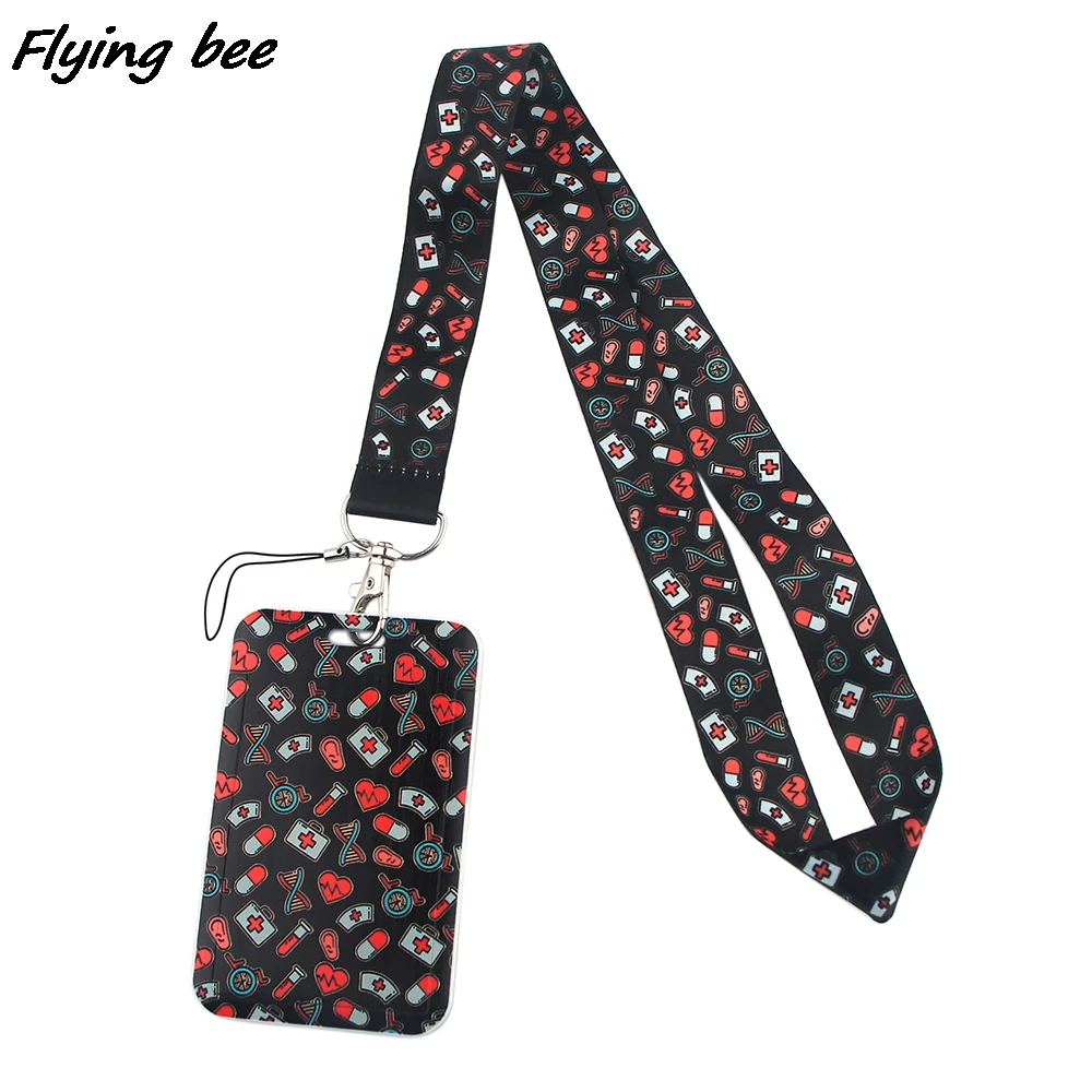 Flyingbee Medical Supplies Lanyards ID Badge Holder Bus Pass Case Cover Slip Bank Credit Card Holder For Doctor Nurse X1431