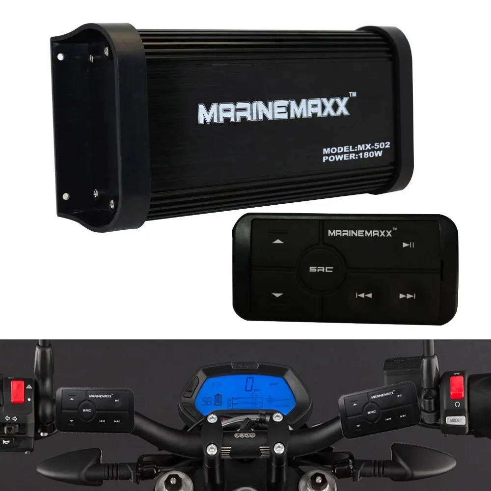 180W 4 Channels Waterproof Motorcycle Marine Boat Audio Bluetooth Amplifier Car Stereo MP3 USB