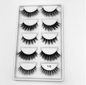 

5 pairs of 3D artificial mink false eyelashes thick and long eyelashes handmade eyelash makeup Lashes Extention tool