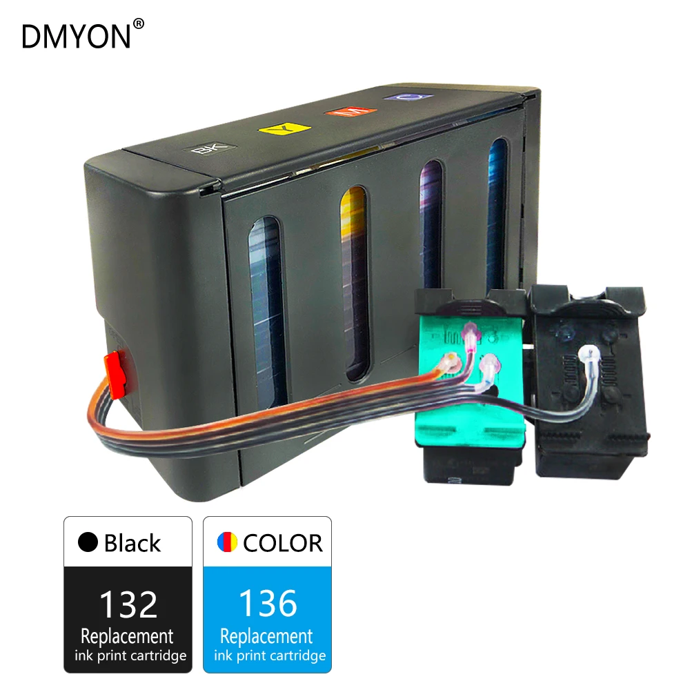 DMYON совместимый для HP 132 136 Система непрерывной подачи чернил Officejet 6213 Deskjet 5443 D4163 2573