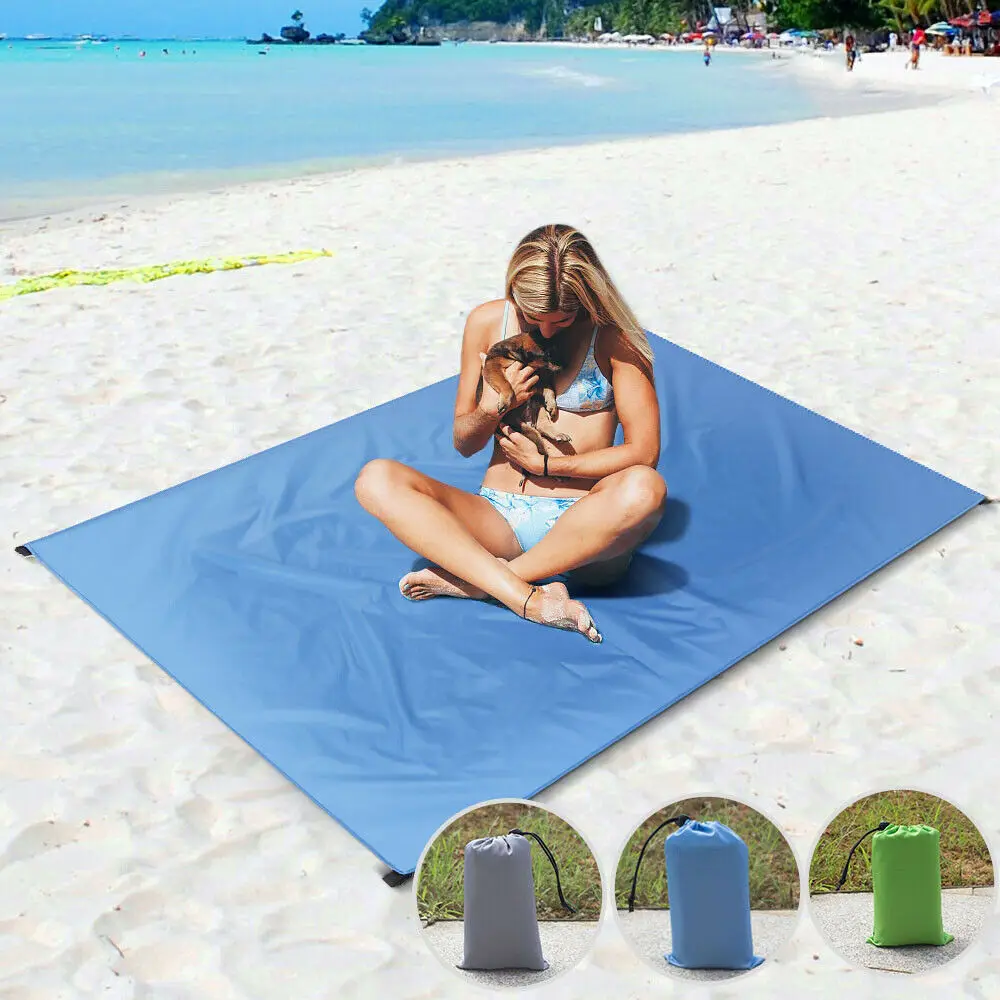 cheap Waterproof Sand Free Beach Mat Camping Outdoor Picnic Blanket Rug Mattress Pocket Pad 145x200cm