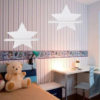 

27cm Wall Shelf Star Wood Hanging Holder for Baby Room Accessory Artificial Flower Decorative Shelve Wedding Home Decoration