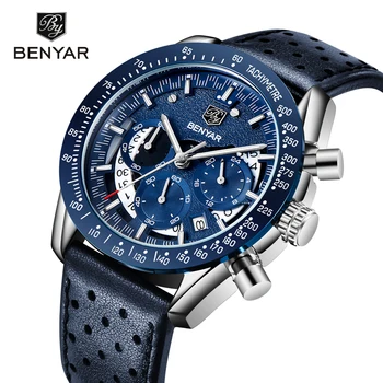 

BENYAR Fashion Watch Men Quartz Wristwatches Waterproof Chronograph Sports Leather Mens WatchesTop Band Luxury montre homme 2019