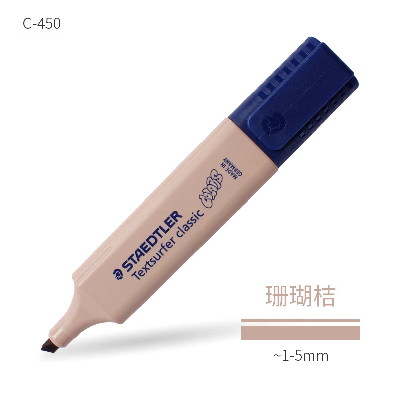 1 шт. Staedtler-364 Textsurfer пастельный хайлайтер портативный маркер косой/с острым резаком неоновые, флуоресцентные 10 цветов - Цвет: Staedtler-364 C450
