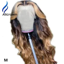 ALICROWN Омбре кружевные передние человеческие волосы парики кружевные парики для женщин Средний рацион предварительно сорванные парики с детскими волосами 13*4 нереми парики