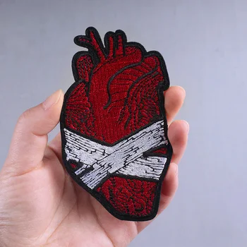 

Pulaqi Punk Heart Iron On Patches For Clothing Cool Motorbike Parches Embroidery Badges DIY Package For Men Jacket Biker Clothes