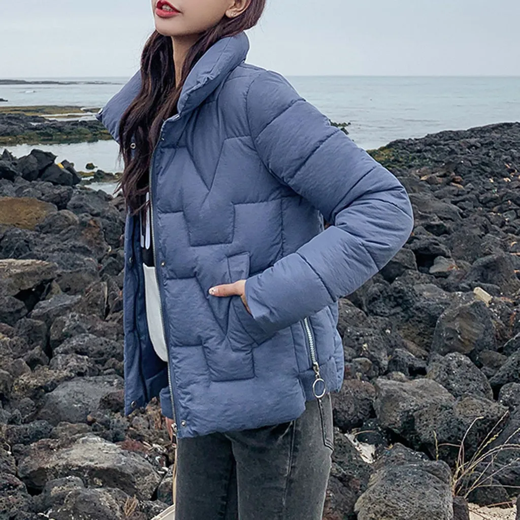 Winter Women Skiing Jackets Pockets Long Sleeve Casual Street Wear Style Cotton Winter Jacket Coat Thick Warm Jacket Plus Size