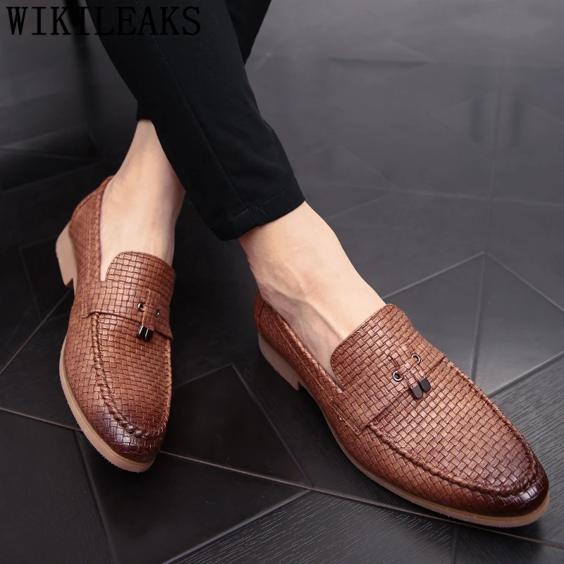 Zapatos de vestir para hombre mocasines traje de zapatos oficiales negros para hombre, moda coiffee Sepatu Slip On Pria Buty Meskie|Zapatos formales| - AliExpress