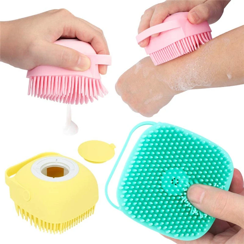 Cepillo para de baño exfoliante de masajeador de 80ml con dispensador de jabón, limpieza profunda con cepillo suave para el cuerpo para mujeres, y niños|Cepillos, esponjas y estropajos de
