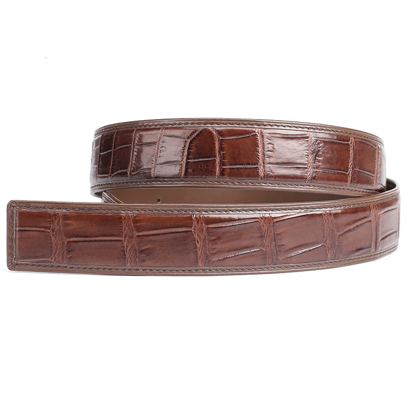 

2020 Crocodile belt leather man long without buckle for men's luxury brand cinturones para hombre cinto masculino ceinture homme