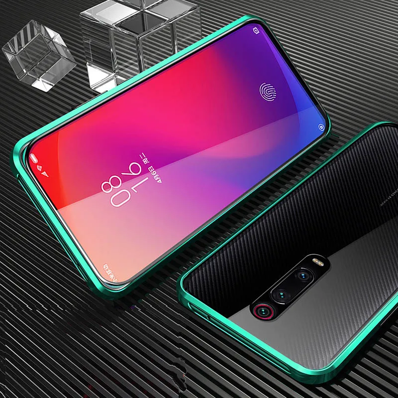 360 Полный Магнитный чехол для Xiaomi mi 9t чехол mi 9t Pro стеклянный чехол для Xiao mi Red mi K20 Pro Чехол магнит закаленное стекло чехол - Цвет: Зеленый