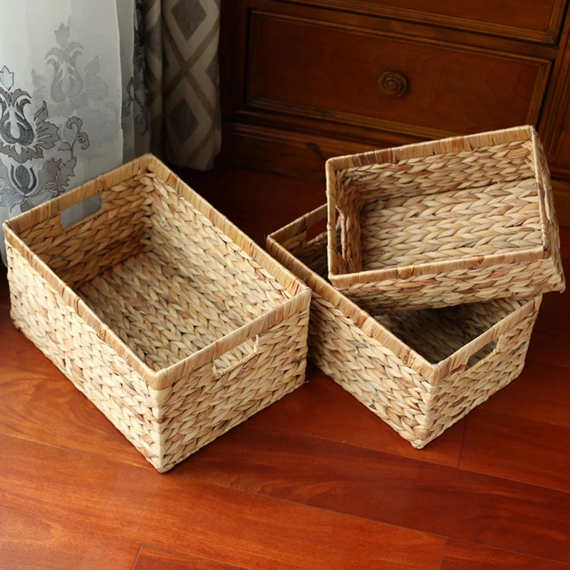 

3Pcs Golden Willow Storage Basket Rattan Storage Basket Storage Box Straw Without Cover Box Storage Box Gourd Weaving